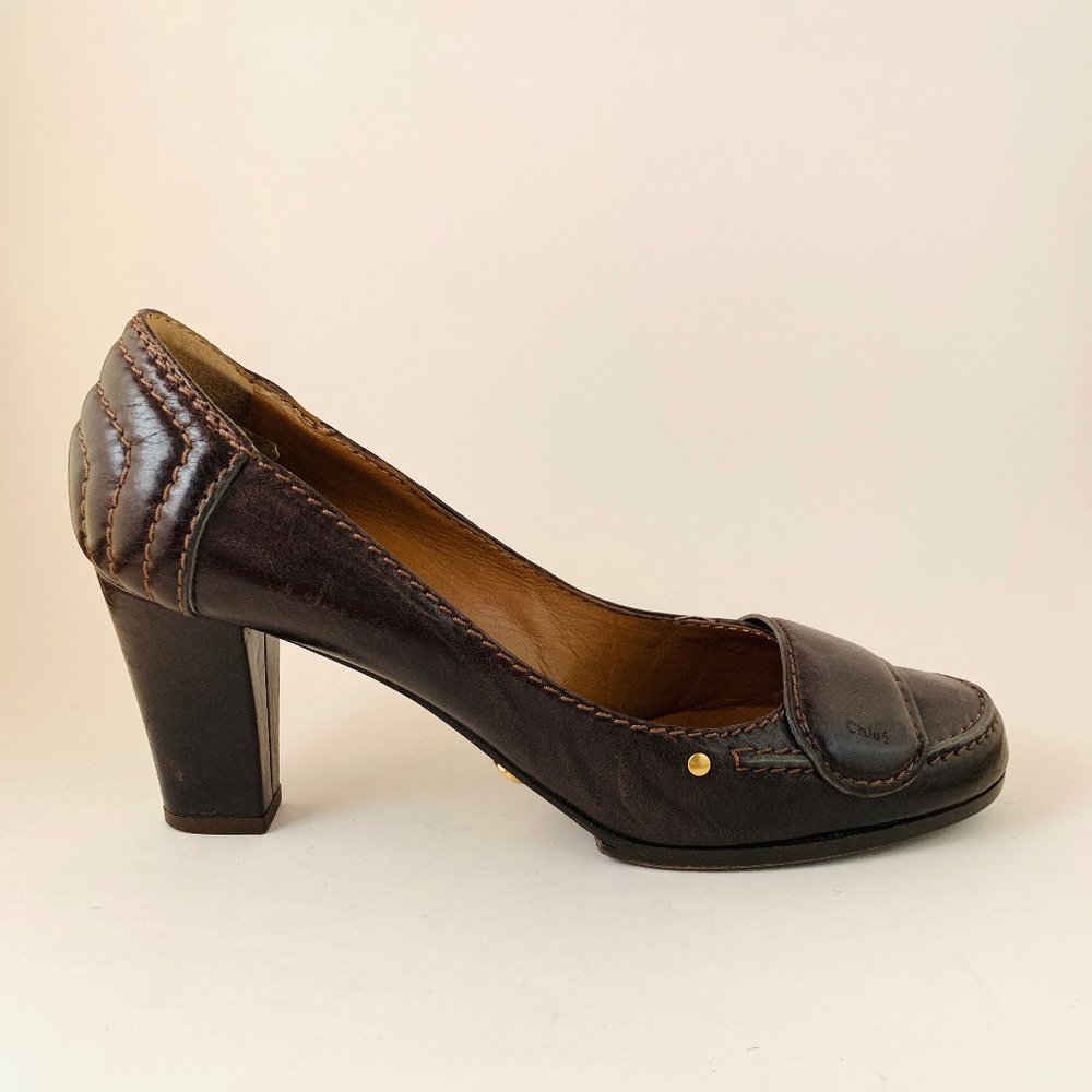 Chloe Brown Leather Everyday Heels
